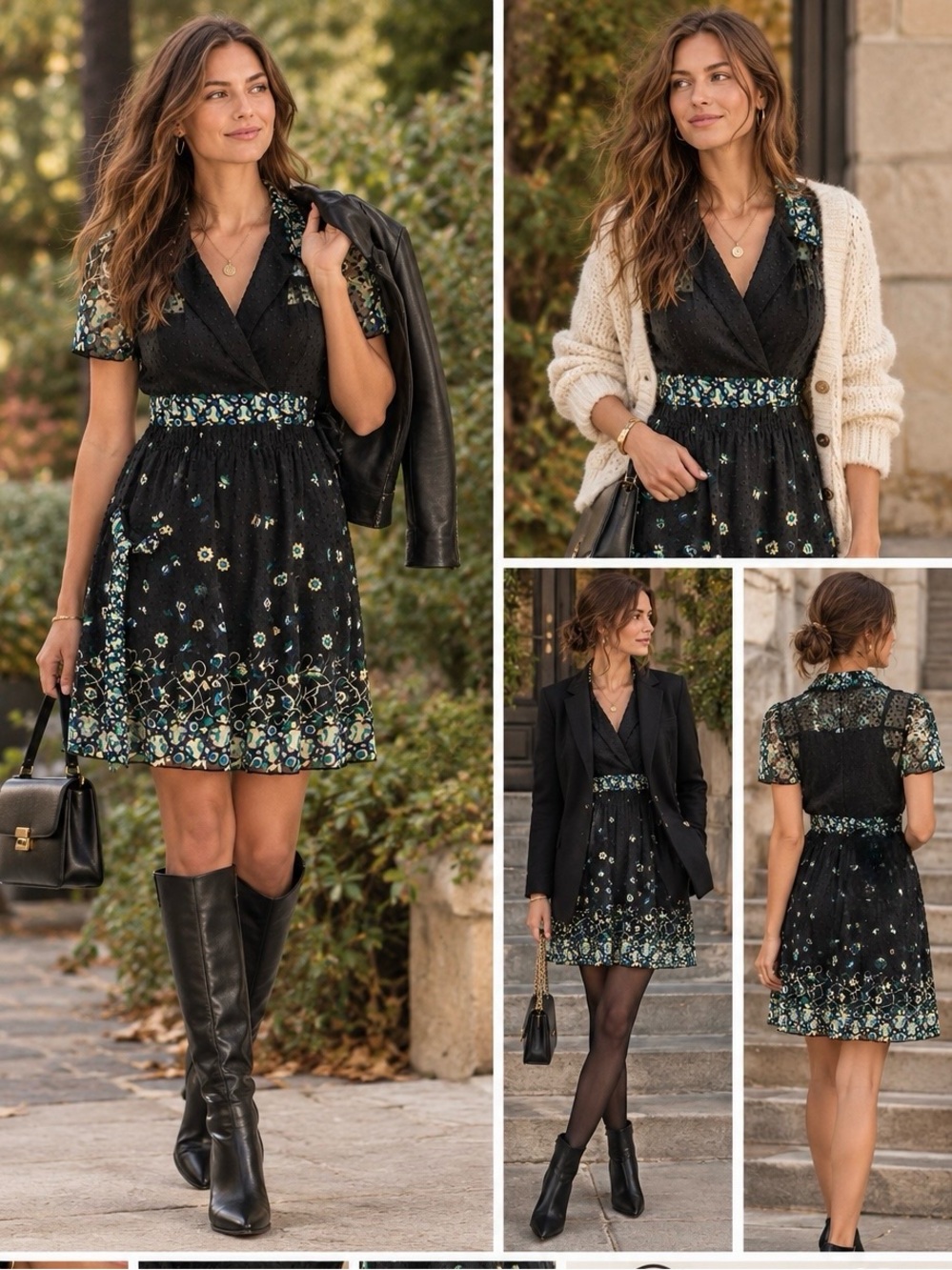 Anna Sui Black Silk Dress with Tie Waist
